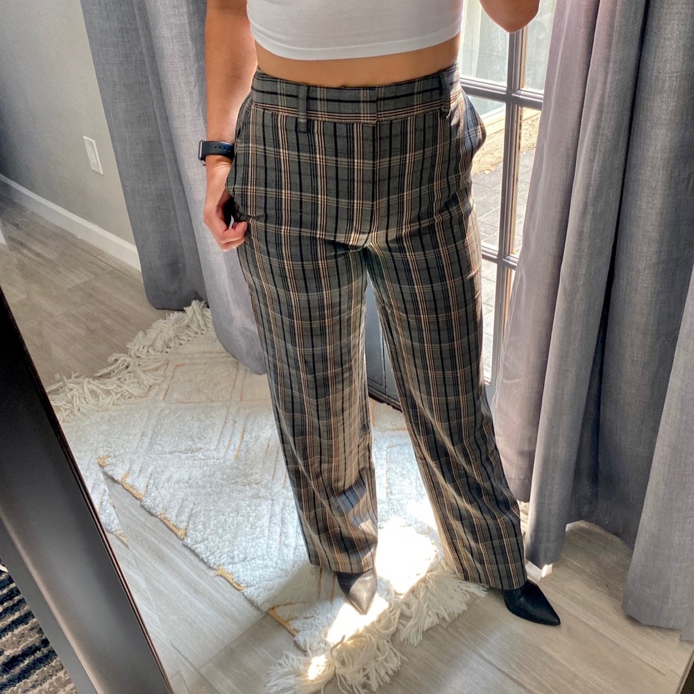 Retro High Waisted Plaid Pant